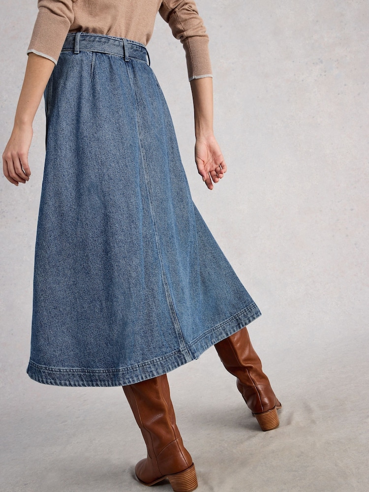 White Stuff Blue Lexi Denim Midi Skirt - Image 2 of 6 White Stuff Blue Lexi Denim Midi Skirt - Image 2 of 6