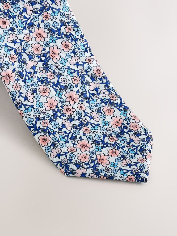 White Ditsy Tie and Pocket Square Set - Image 2 of 4