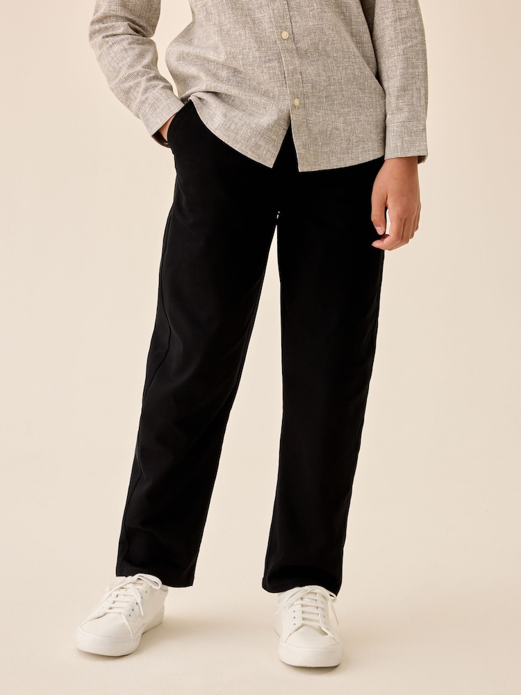 Black Loose Fit Stretch Chino Trousers (3-17yrs) - Image 1 of 7 Black Loose Fit Stretch Chino Trousers (3-17yrs) - Image 1 of 7