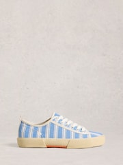 White Stuff Blue Pippa Canvas Lace Up Trainers - Image 1 of 4