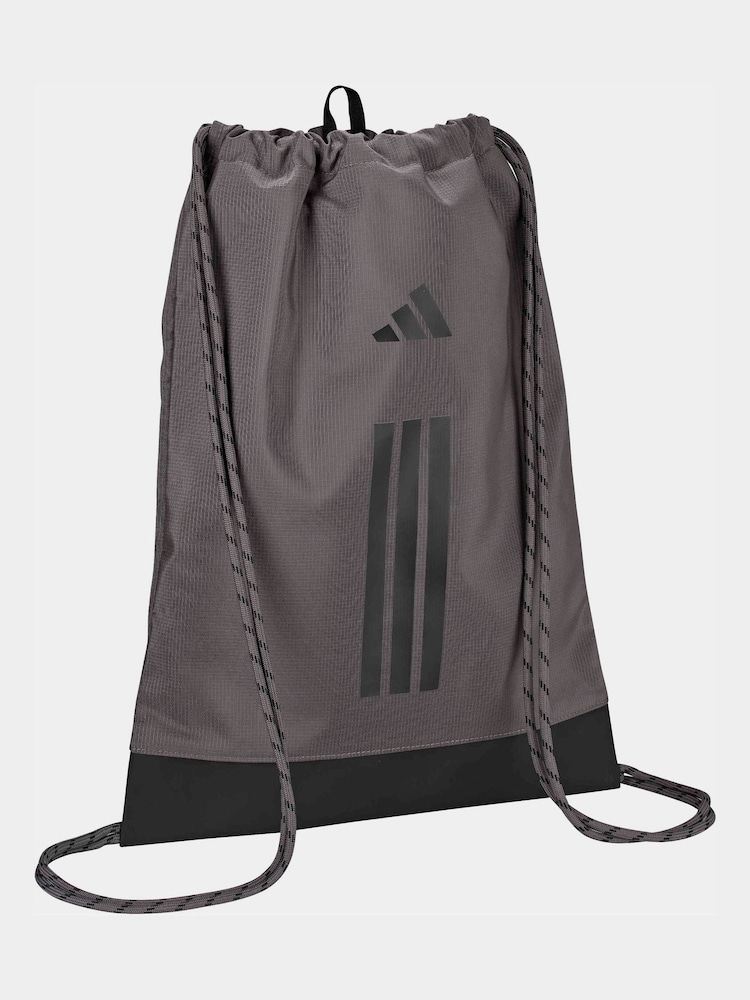 adidas Charcoal Grey 3 Stripe Gymsack - Image 1 of 1 adidas Charcoal Grey 3 Stripe Gymsack - Image 1 of 1