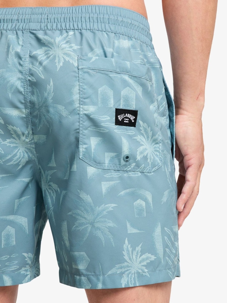 Billabong Blue Vacay 14" Palm Tree Logo Swim Shorts - Image 5 of 5