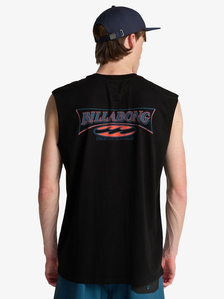 Billabong Burleigh Logo Muscle Black Tank - Image 2 of 6 Billabong Burleigh Logo Muscle Black Tank - Image 2 of 6