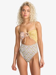 Billabong Soul Stoke Paisley Strapless Cut Out White Swimsuit - Image 1 of 4
