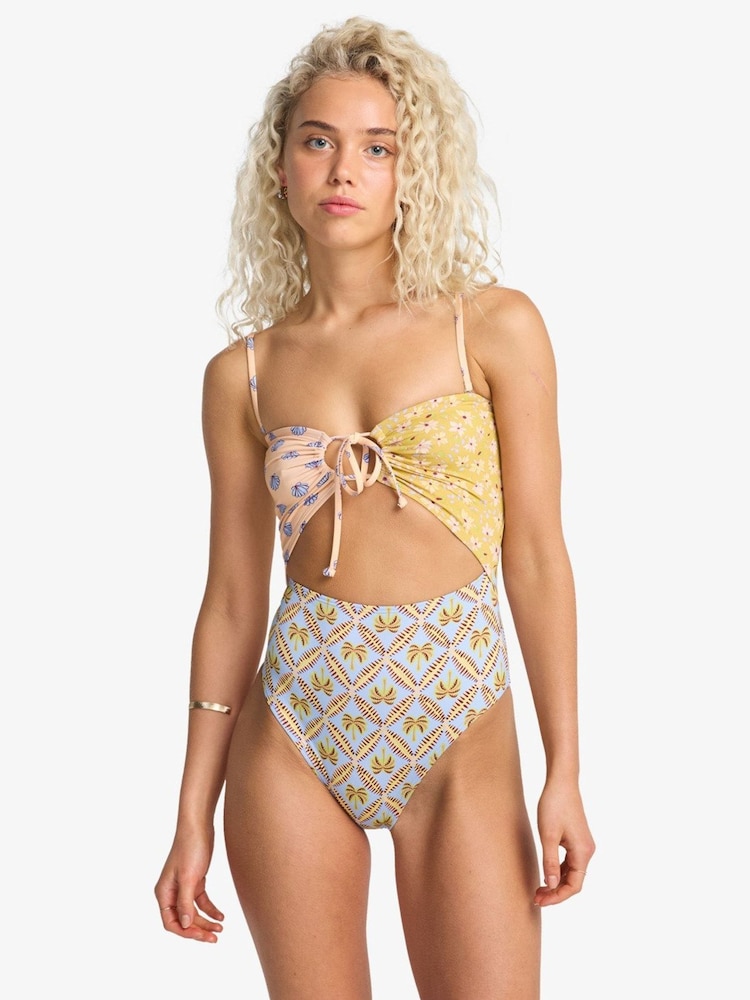Billabong Soul Stoke Paisley Strapless Cut Out White Swimsuit - Image 1 of 4