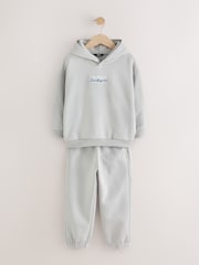 Grey Back Print Relaxed Fit Heavy Weight Hoody Jogger Set (3-16yrs) - Image 1 of 5