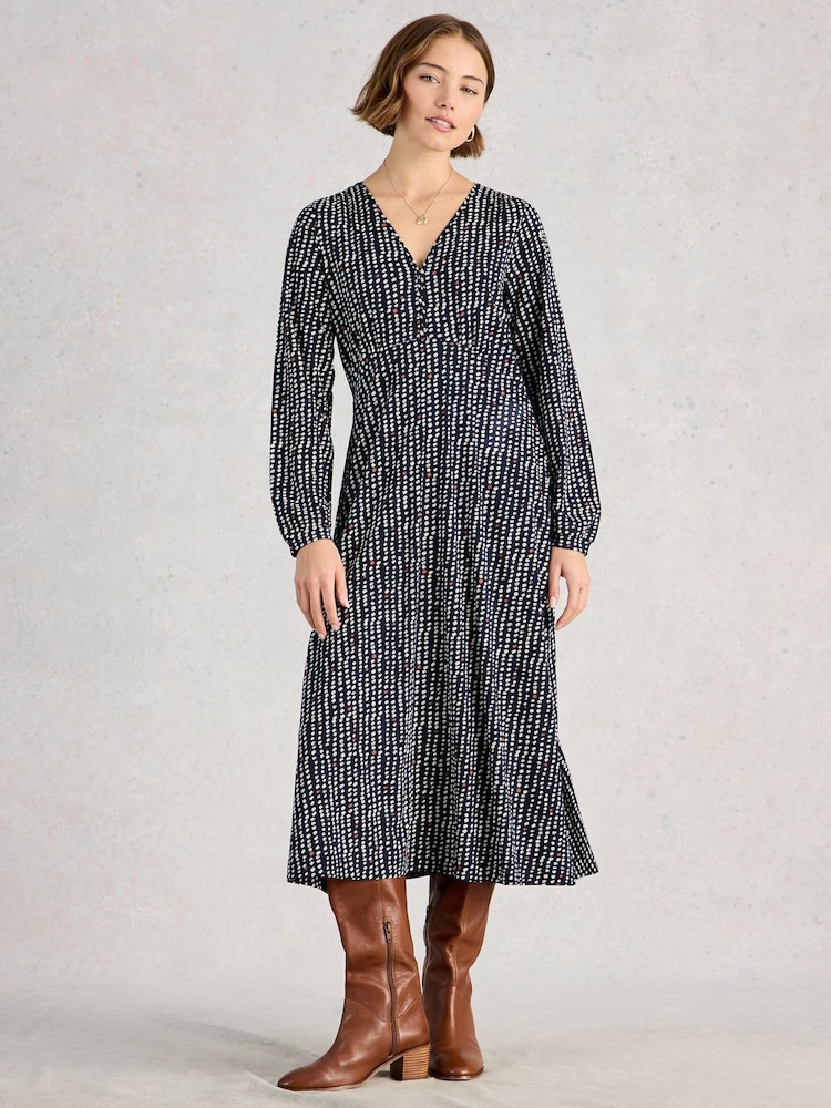 White Stuff Blue Petite Megan Jersey Dress - Image 1 of 6