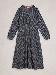 White Stuff Blue Petite Megan Jersey Dress - Image 5 of 6