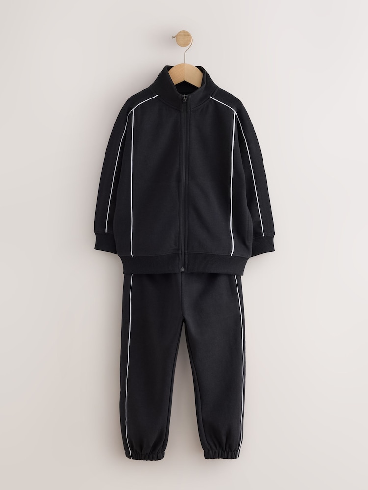 Black Sporty Zip Through Joggers Set (3-16yrs) - Image 1 of 5 Black Sporty Zip Through Joggers Set (3-16yrs) - Image 1 of 5