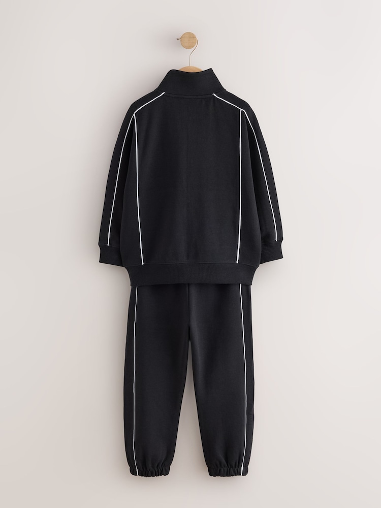 Black Sporty Zip Through Joggers Set (3-16yrs) - Image 2 of 5 Black Sporty Zip Through Joggers Set (3-16yrs) - Image 2 of 5