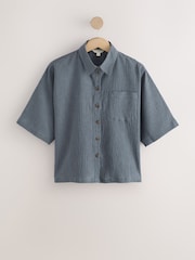 Slate/White Stripe 2 Pack Textured Short Sleeve Shirts With Linen - Image 6 of 9