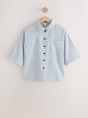 Slate/White Stripe 2 Pack Textured Short Sleeve Shirts With Linen - Image 7 of 9