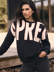 Mint Velvet Black Cotton Blend Graphic Apres Sweatshirt - Image 5 of 7