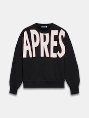 Mint Velvet Black Cotton Blend Graphic Apres Sweatshirt - Image 6 of 7