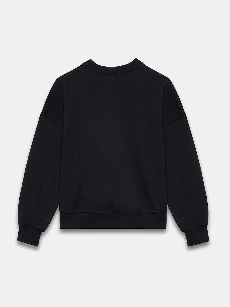 Mint Velvet Black Cotton Blend Graphic Apres Sweatshirt - Image 7 of 7