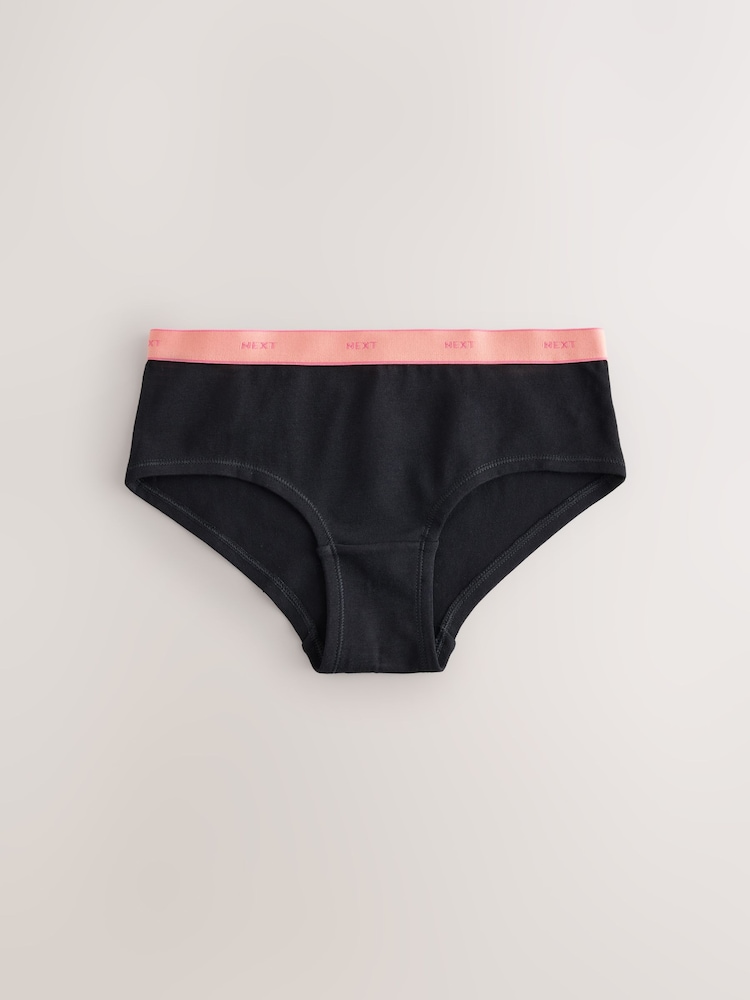 Black with Bright Waistband Hipster Briefs 5 Pack (3-16yrs) - Image 2 of 9 Black with Bright Waistband Hipster Briefs 5 Pack (3-16yrs) - Image 2 of 9