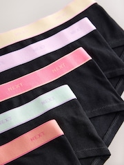 Black with Bright Waistband Hipster Briefs 5 Pack (3-16yrs) - Image 8 of 9