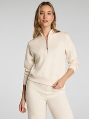 SPANX Cream AirEssentials® Shawl Collar Half Zip Sweat Top - Image 2 of 5