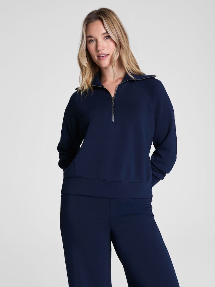 SPANX Blue AirEssentials® Half Zip Sweat Top - Image 1 of 6