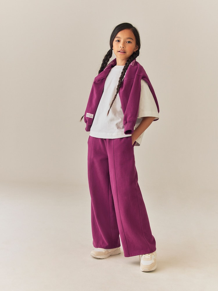 Rosa ciruela - Pantalones de chándal de pierna ancha (3-16 años) - Imagen 2 de 4