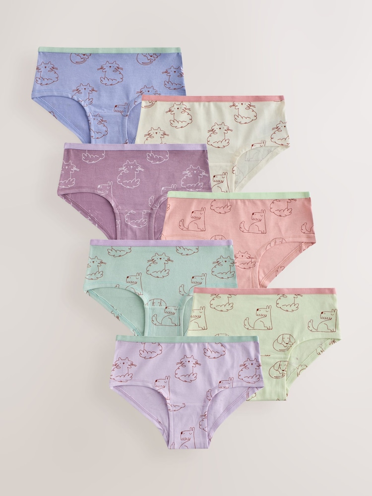 Pink/ Purple Animal Hipsters Briefs 7 Pack (2-16yrs) - Image 1 of 11 Pink/ Purple Animal Hipsters Briefs 7 Pack (2-16yrs) - Image 1 of 11