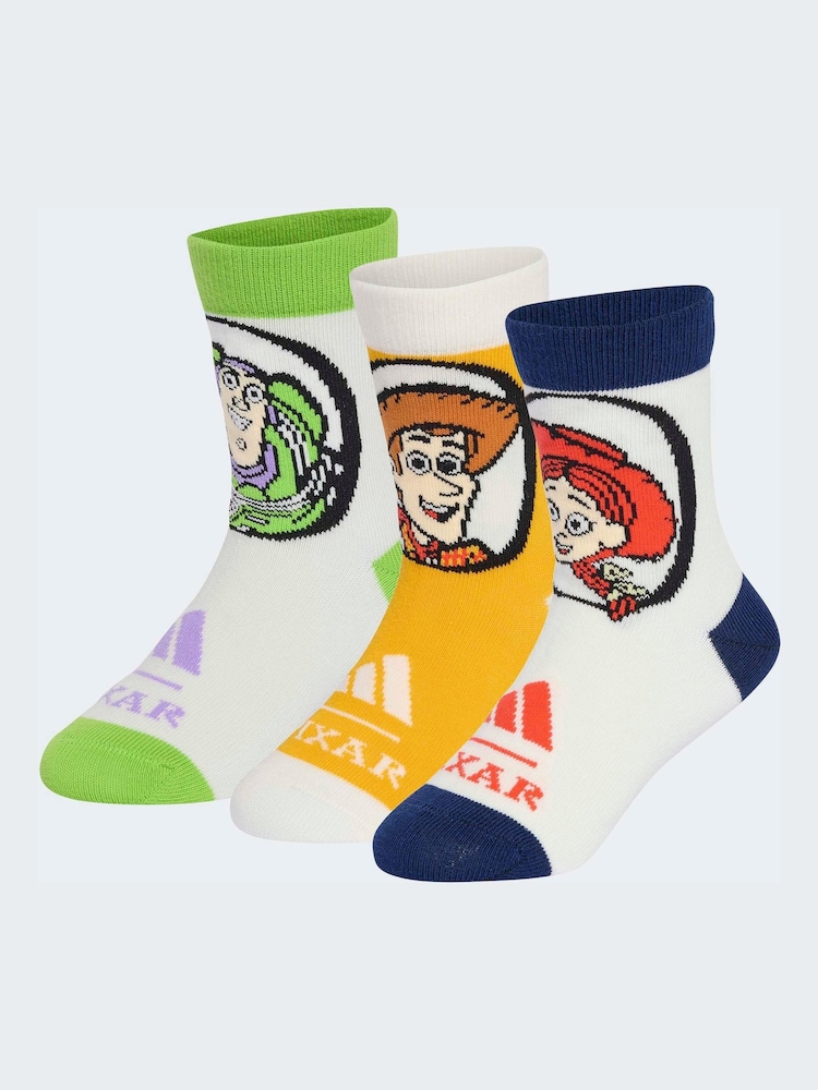 adidas Grey/White Kids Disney Toy Story Crew Socks 3 Pack - Image 1 of 4 adidas Grey/White Kids Disney Toy Story Crew Socks 3 Pack - Image 1 of 4