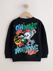 Black Regular Fit Graphic Crew Neck Sweater (3-16yrs) - Image 2 of 4
