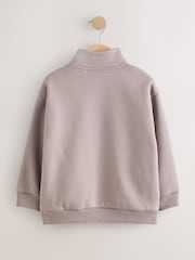 Mink Brown Smart Funnel Neck Quarter Zip Through Sweat Top (3-16yrs) - Image 2 of 4