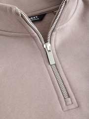 Mink Brown Smart Funnel Neck Quarter Zip Through Sweat Top (3-16yrs) - Image 4 of 4