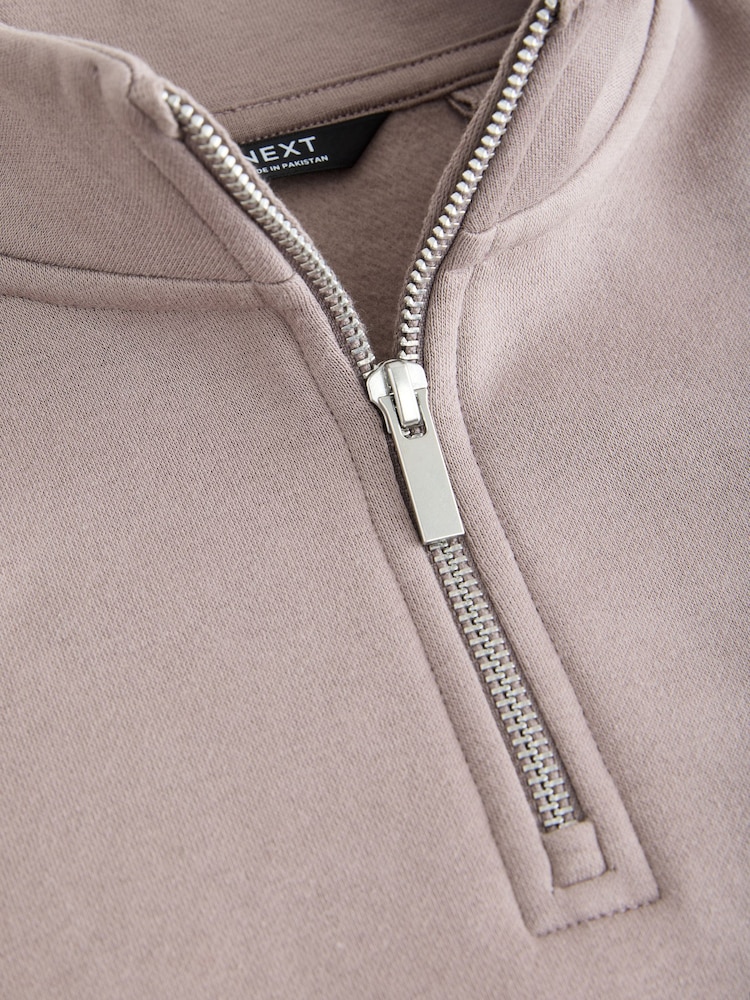 Mink Brown Smart Funnel Neck Quarter Zip Through Sweat Top (3-16yrs) - Image 4 of 4 Mink Brown Smart Funnel Neck Quarter Zip Through Sweat Top (3-16yrs) - Image 4 of 4
