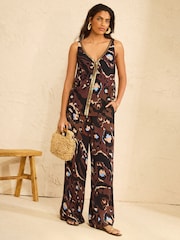 Love & Roses Chocolate Brown Animal Sequin Trim Vest - Image 3 of 4