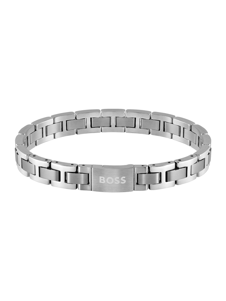 BOSS Silver Tone Gents Metal Link Essentials Stainless Steel Bracelet - Image 2 of 3 BOSS Silver Tone Gents Metal Link Essentials Stainless Steel Bracelet - Image 2 of 3