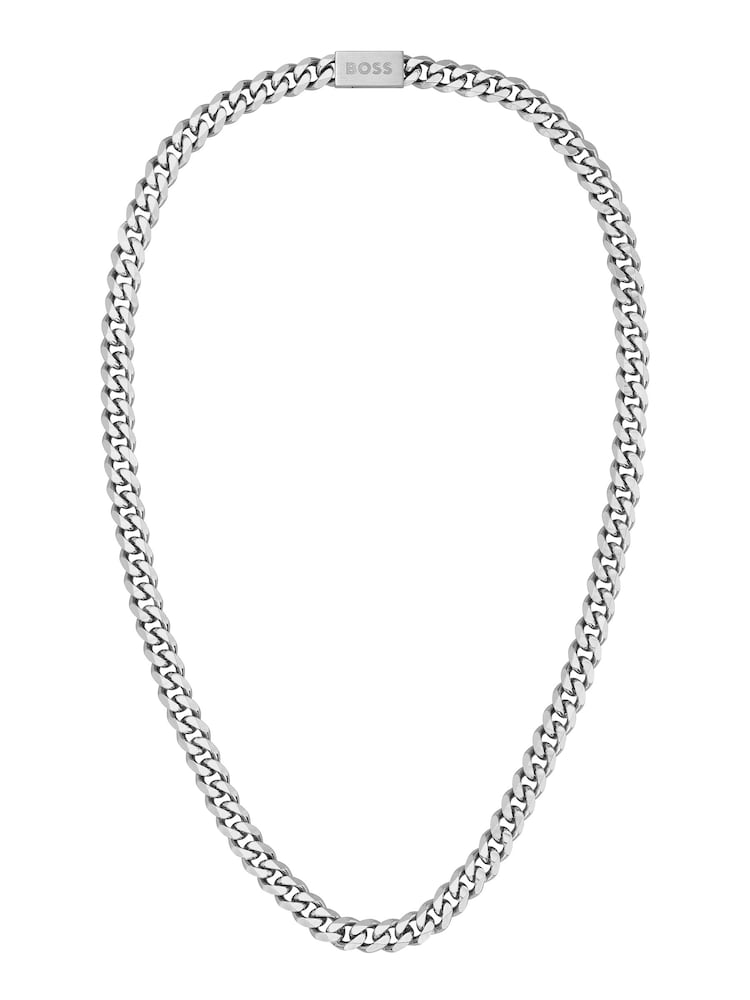BOSS Silver Tone Gents Chain for Him Stainless Steel Necklace - Image 1 of 3 BOSS Silver Tone Gents Chain for Him Stainless Steel Necklace - Image 1 of 3