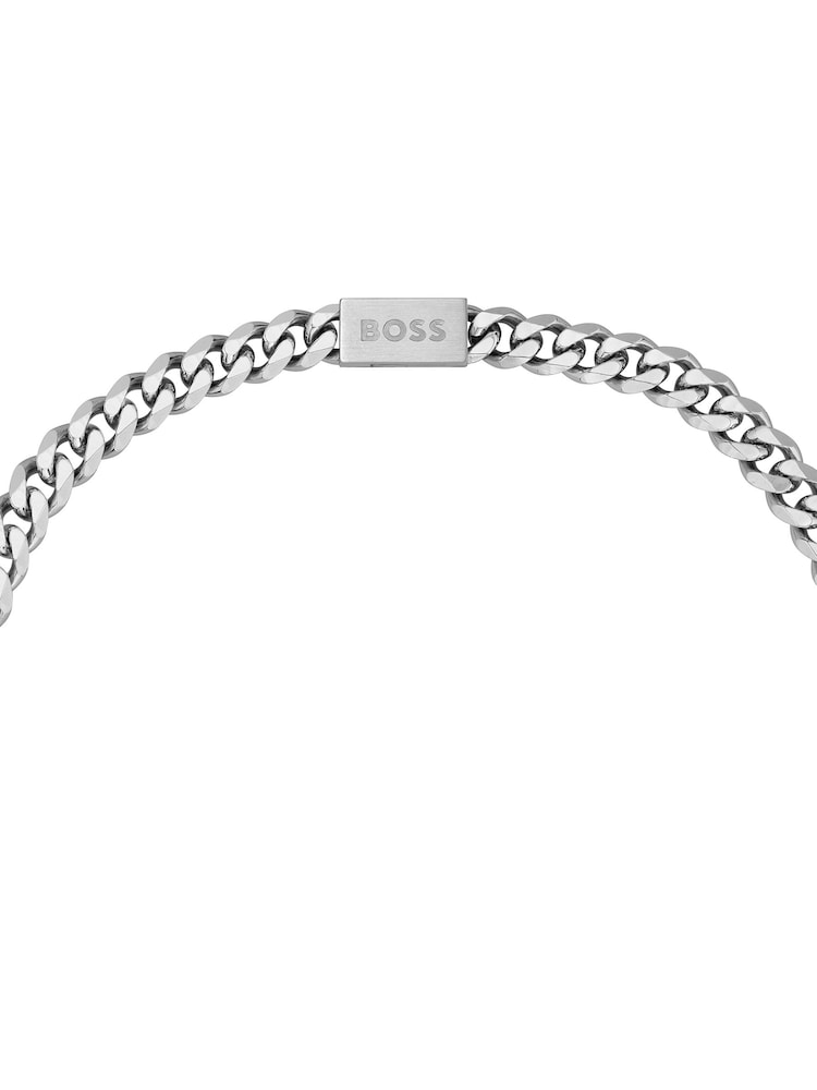 BOSS Silver Tone Gents Chain for Him Stainless Steel Necklace - Image 3 of 3 BOSS Silver Tone Gents Chain for Him Stainless Steel Necklace - Image 3 of 3