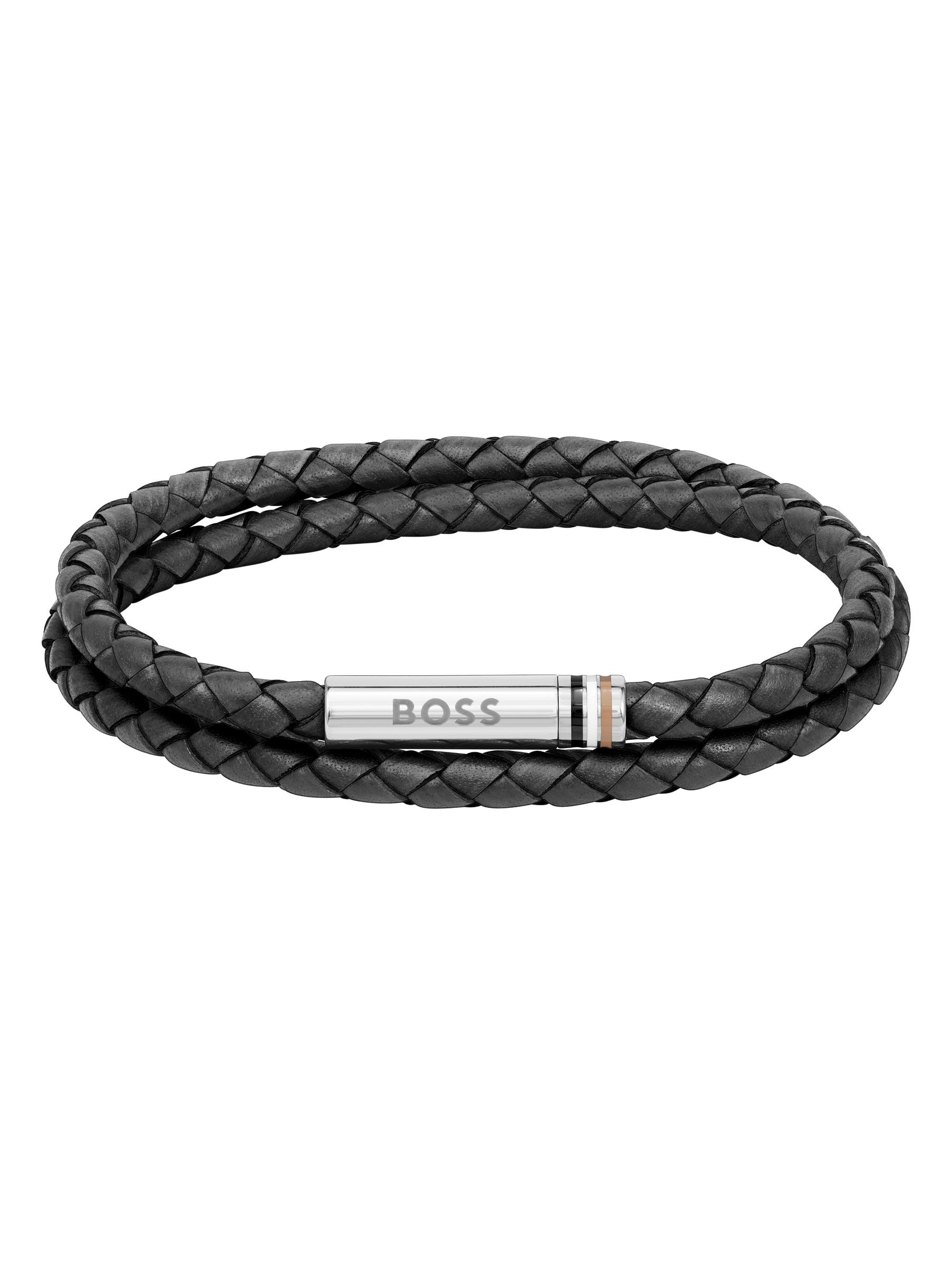 Boss Men's Ares Double Wrap Leather Bracelet - Black - Image 6