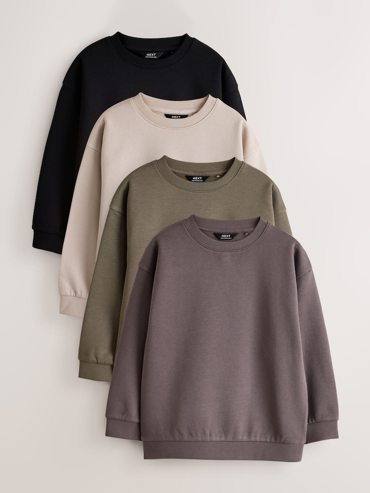 Multi 4 Pack Crew Neck Sweatshirts (3-16yrs) - Image 1 of 8 Multi 4 Pack Crew Neck Sweatshirts (3-16yrs) - Image 1 of 8