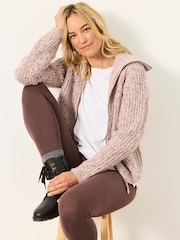 FatFace Meribel Chocolate Brown High Rise Leggings - Image 5 of 6