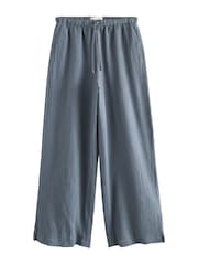 Slate Blue/White Stripe Textured Wide Trousers With Linen 2 Pack - Image 10 of 10