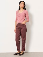 FatFace Bella Plum Purple Chino Tapered Trousers - Image 3 of 5
