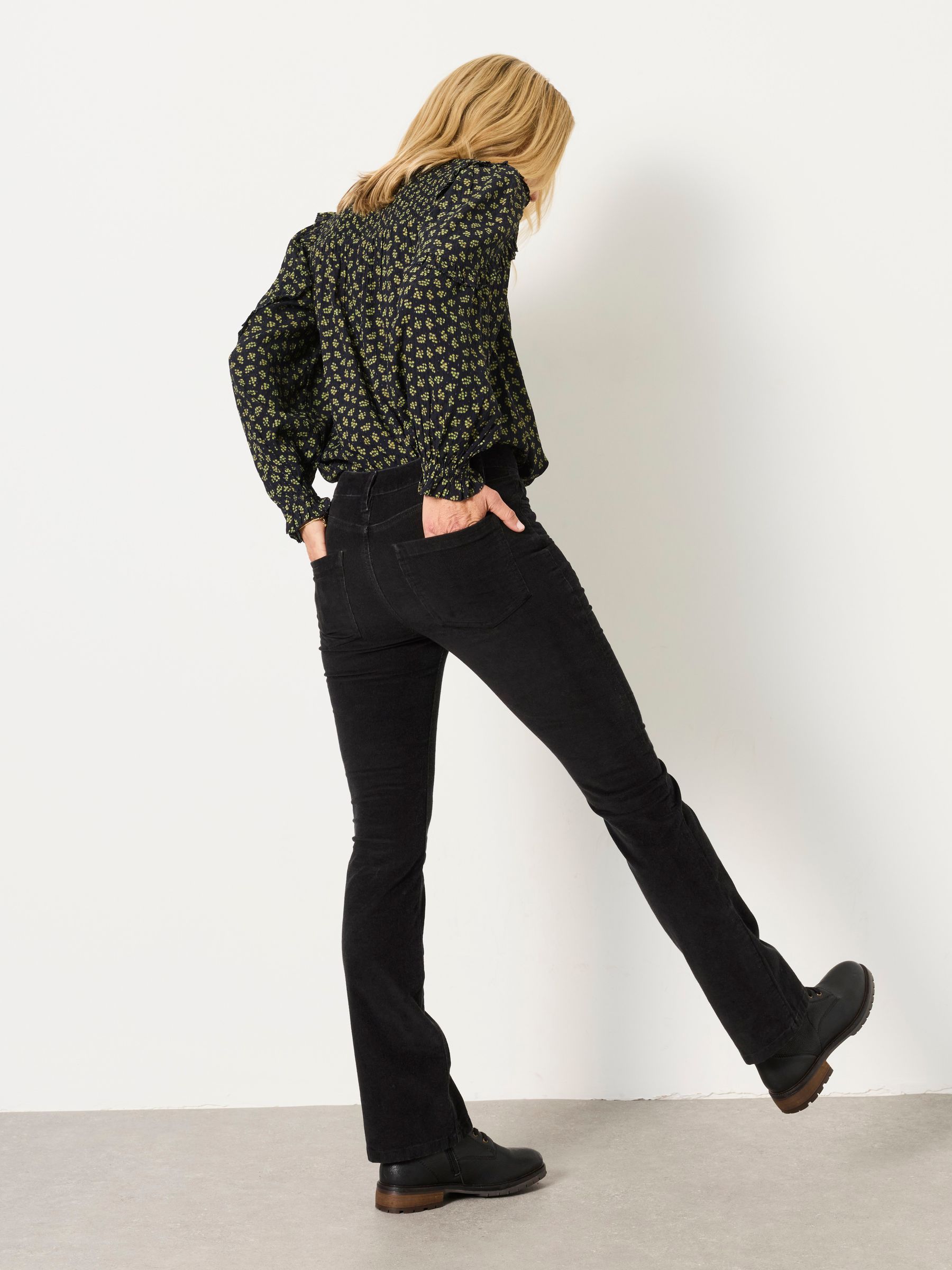 Fatface Katrine Black Cord Bootcut Trousers