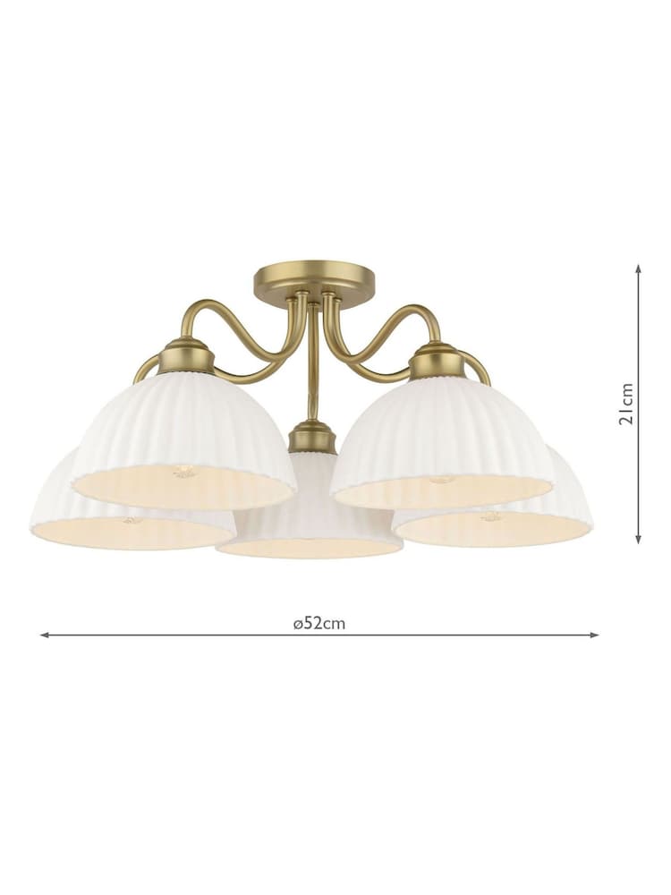 Laura Ashley Brass Brass Durford 5 Light Semi Flush Matt Antique Ceiling Light - Image 6 of 6