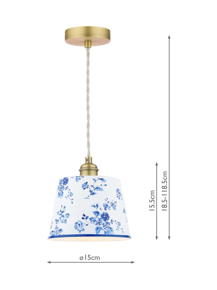 Laura Ashley Blue China Rose 1 Light Pendant - Image 6 of 6