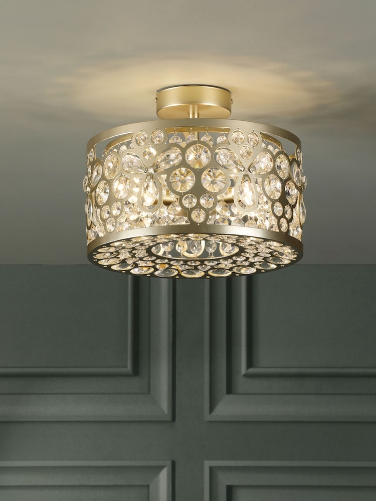 Laura Ashley Champagne Tilbrook  3 Light Flush Ceiling Light - Image 1 of 6