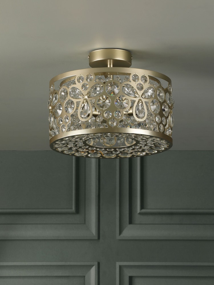 Laura Ashley Champagne Tilbrook  3 Light Flush Ceiling Light - Image 2 of 6