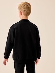 Czarny z tkaniny interlock - Elegancka kurtka bomberka (3–16 lat) - Obraz 3 z 11