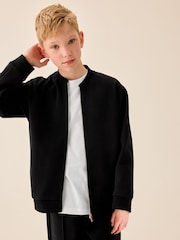 Czarny z tkaniny interlock - Elegancka kurtka bomberka (3–16 lat) - Obraz 4 z 11