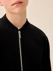 Czarny z tkaniny interlock - Elegancka kurtka bomberka (3–16 lat) - Obraz 6 z 11