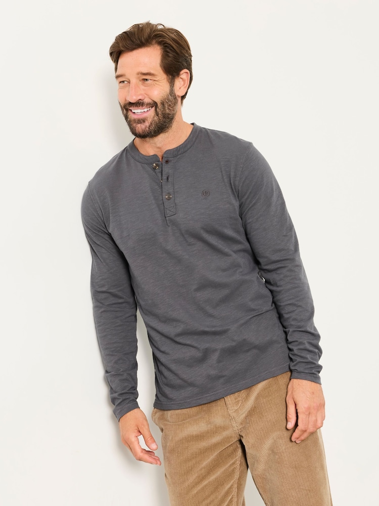 FatFace Henley Washed Black Long Sleeve Woodside - Image 1 of 6 FatFace Henley Washed Black Long Sleeve Woodside - Image 1 of 6