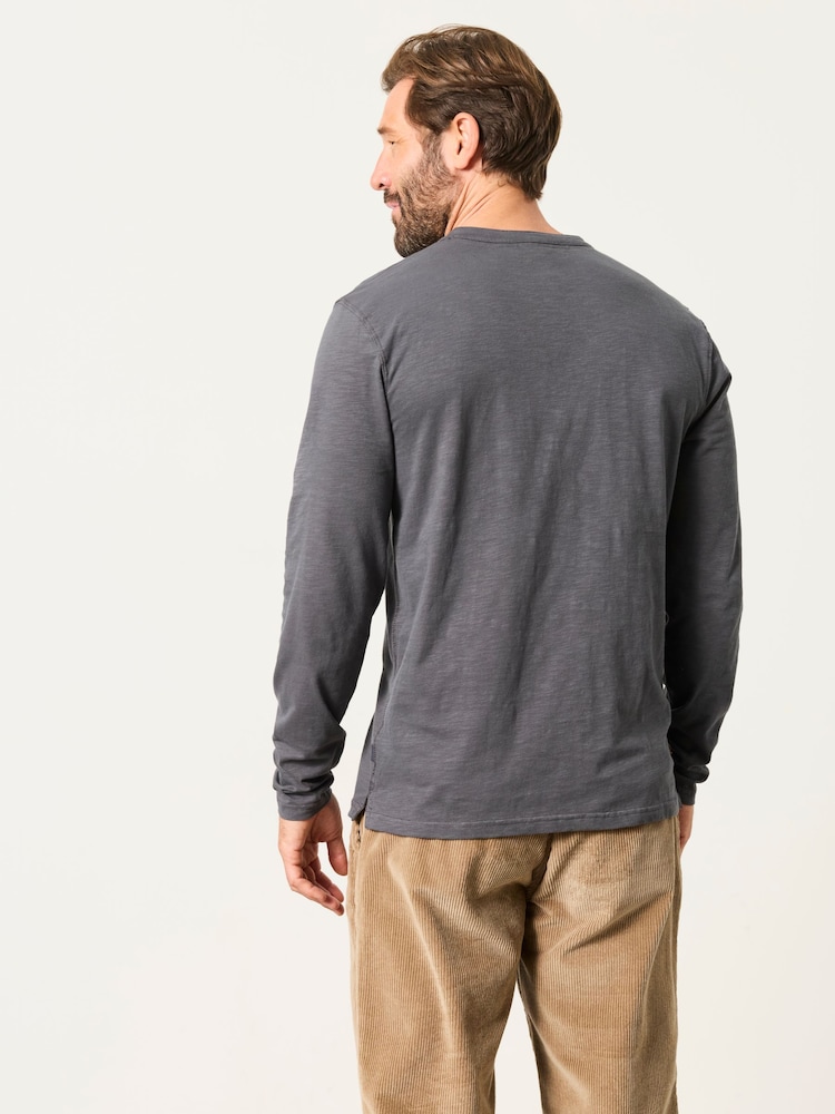 FatFace Henley Washed Black Long Sleeve Woodside - Image 2 of 6 FatFace Henley Washed Black Long Sleeve Woodside - Image 2 of 6