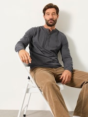 FatFace Henley Washed Black Long Sleeve Woodside - Image 5 of 6